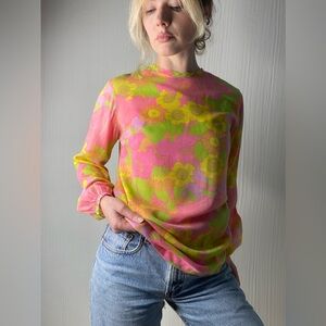Vintage Handmade 60’s Floral Print Tunic Blouse